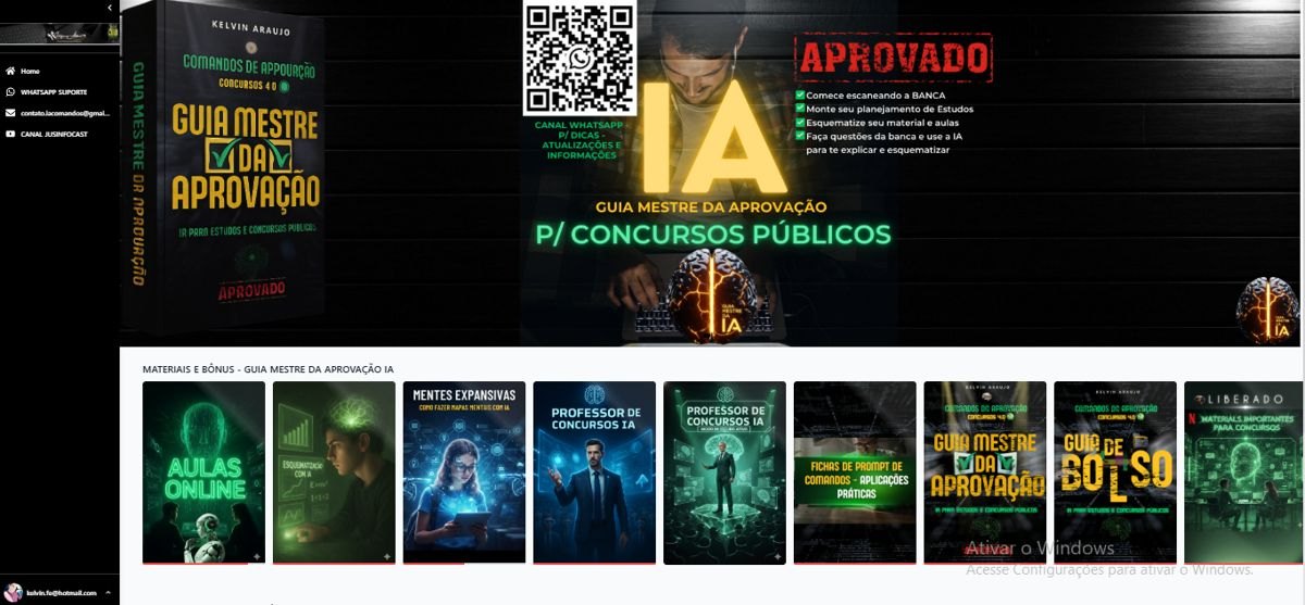 Área de membros do Guia Mestre da Aprovação IA