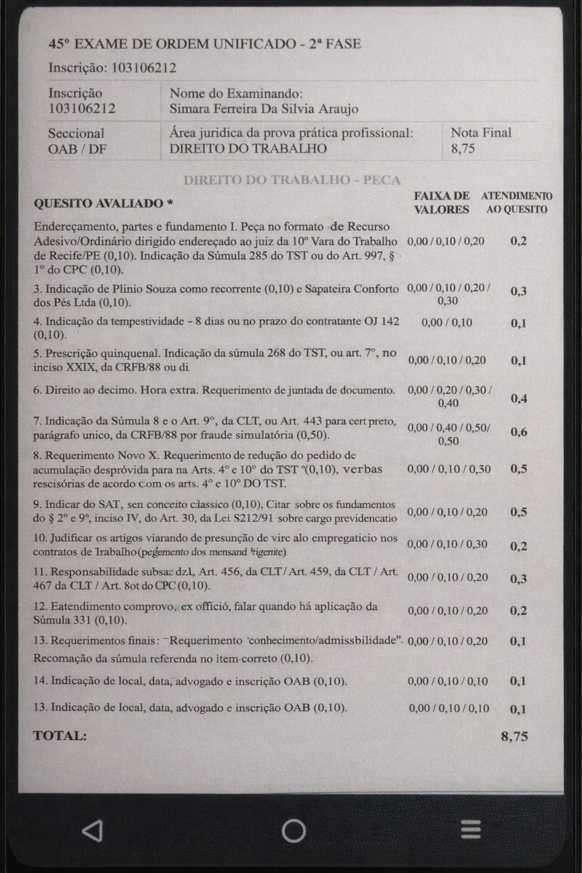 Print da peça da OAB